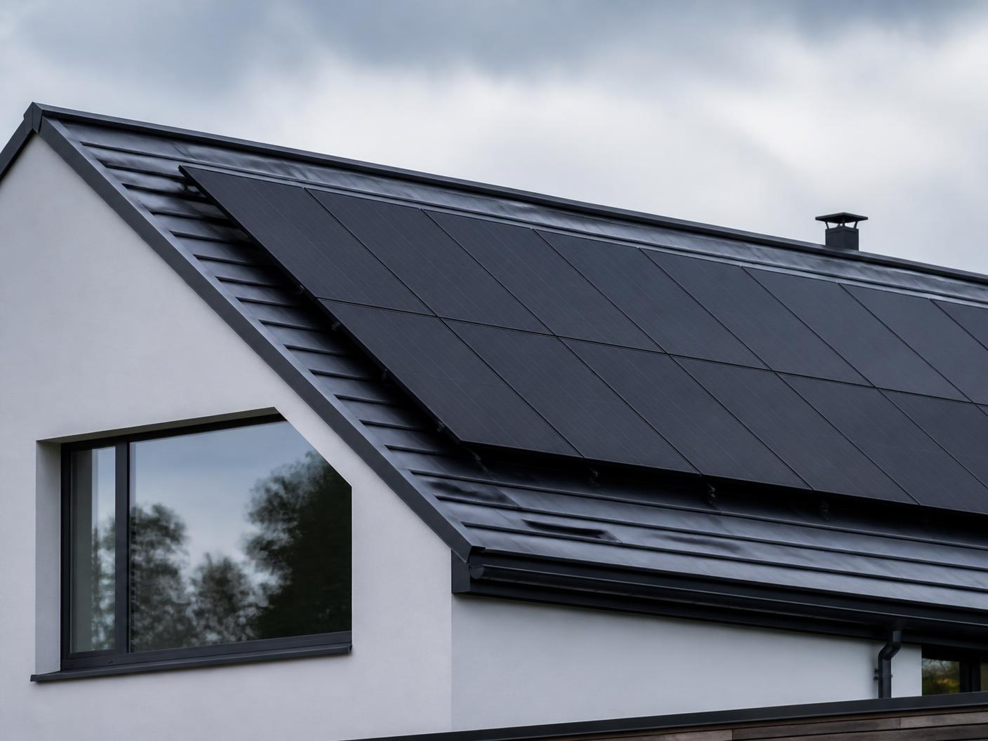 Photovoltaikmodule und Unterkonstruktion auf einem Hausdach
